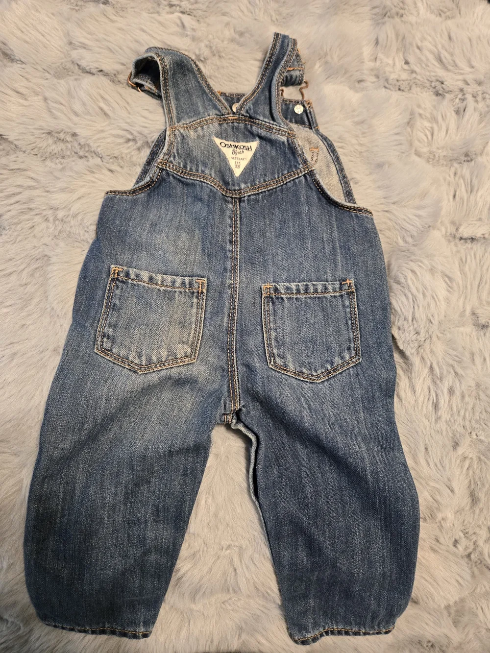 OshKosh B'gosh Girl Denim Heart Pocket Overalls 9-12M